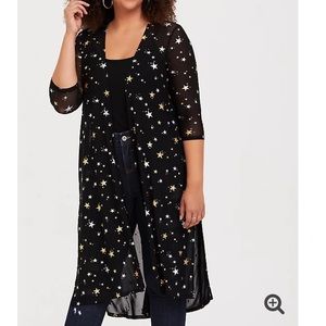 Torrid sz 00 Foil Star Mesh Longline Kimono